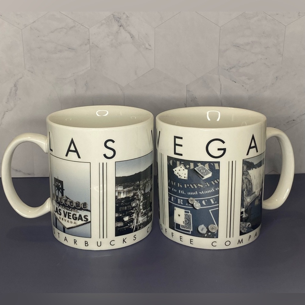 Matching 2003 & 2005 Starbucks Barista CITY SCENES SERIES: LAS VEGAS Mugs, 18oz
